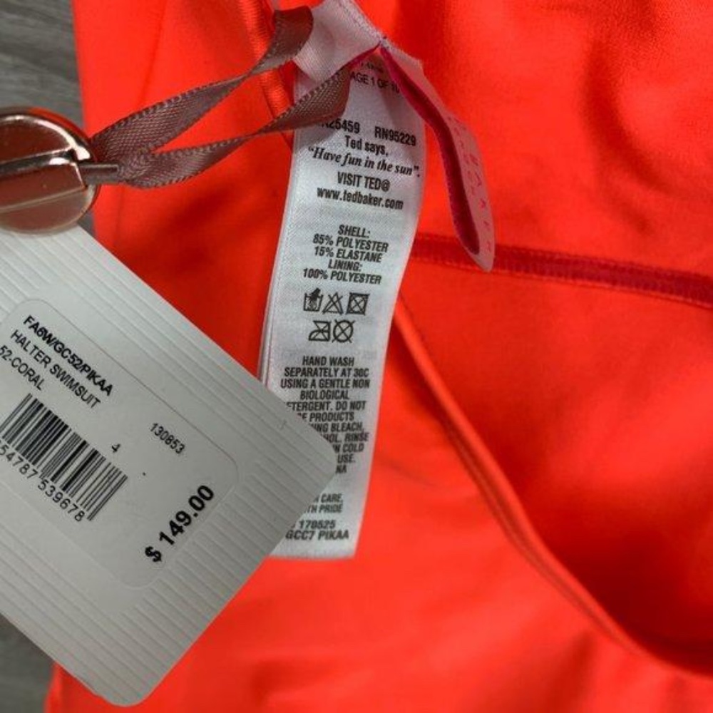 Ted Baker Pikaa Halter Swimsuit Coral - Picture 5 of 5